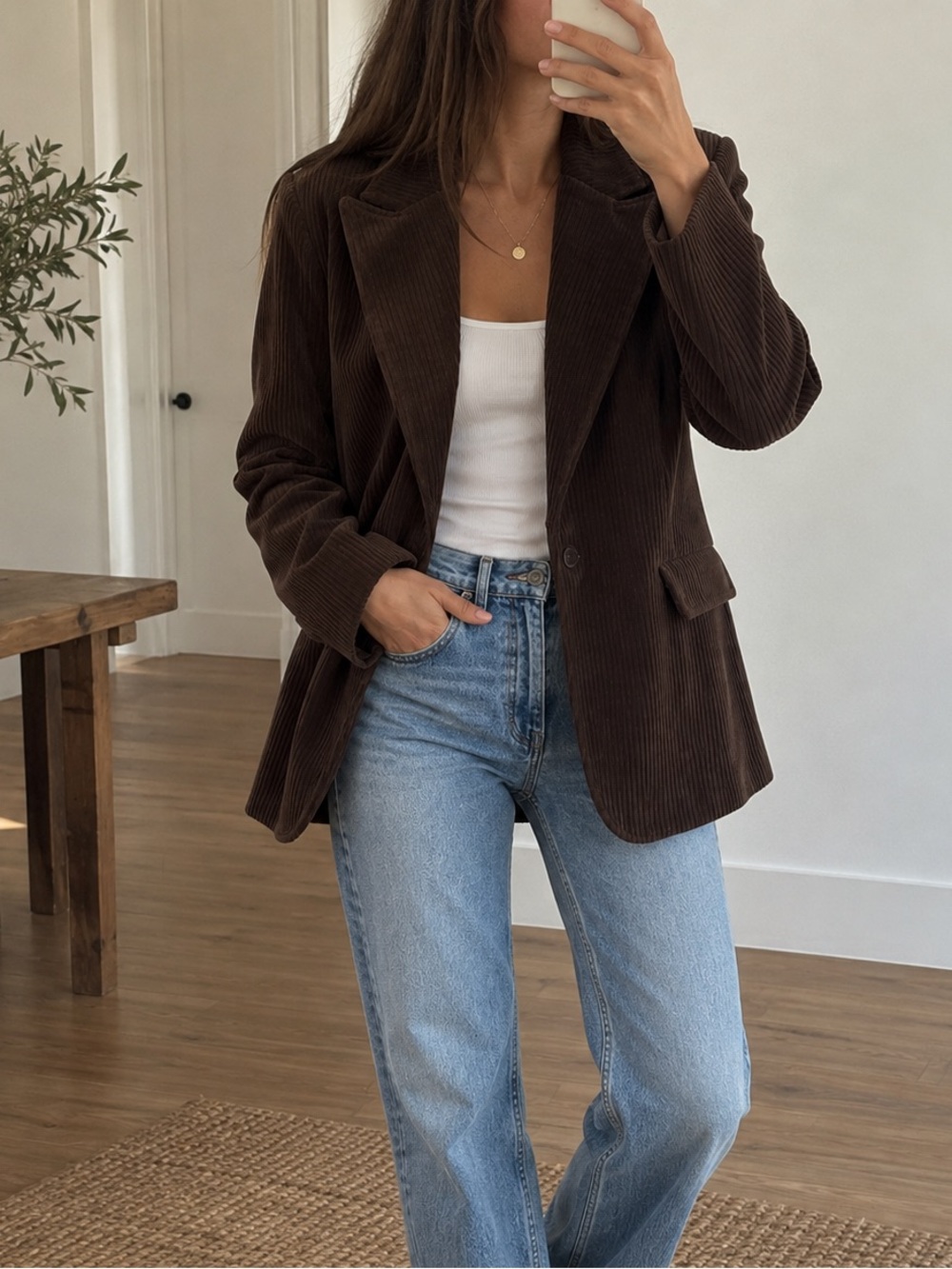 Max Studio London Brown Corduroy Blazer Jacket Size Large Quiet Luxury